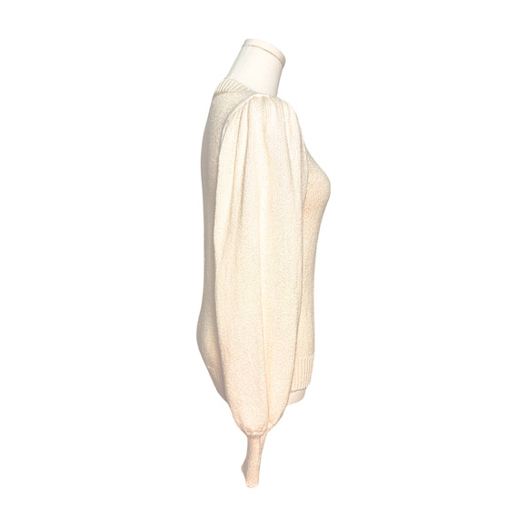525 Cream Puff Balloon Sleeve Cotton Crew Neck Sweater Small Classic Romantic - Picture 4 of 7